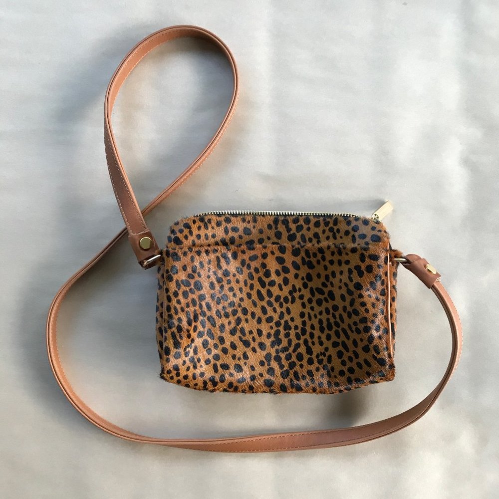 Cheetah calf hair cross body bag